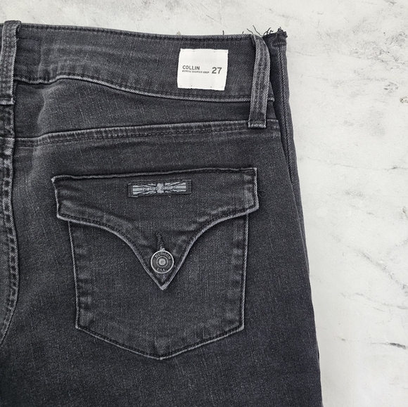 Hudson Jeans Collin Mid Rise Bootcut Flare Crop Distressed Black Jeans 27 NWT - Picture 8 of 10